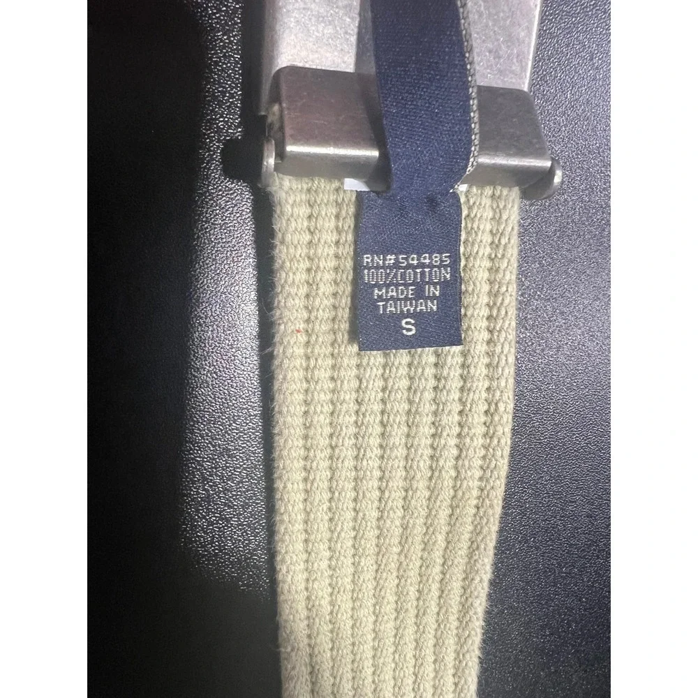 American Eagle Mens Khaki Canvas Web Belt Bottle Opener Buckle Tan Size S